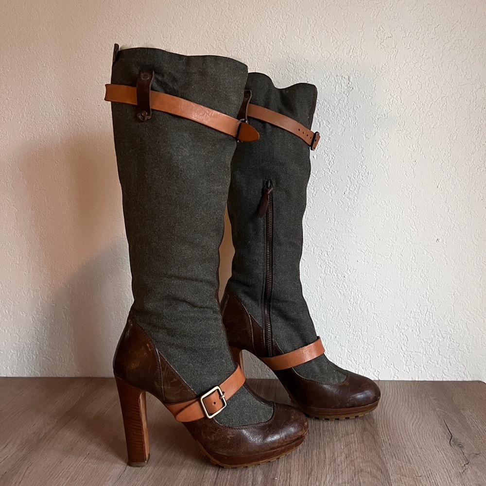 Ugg Collection Aniela Leather Wool high heeled boots - Picture 2 of 15